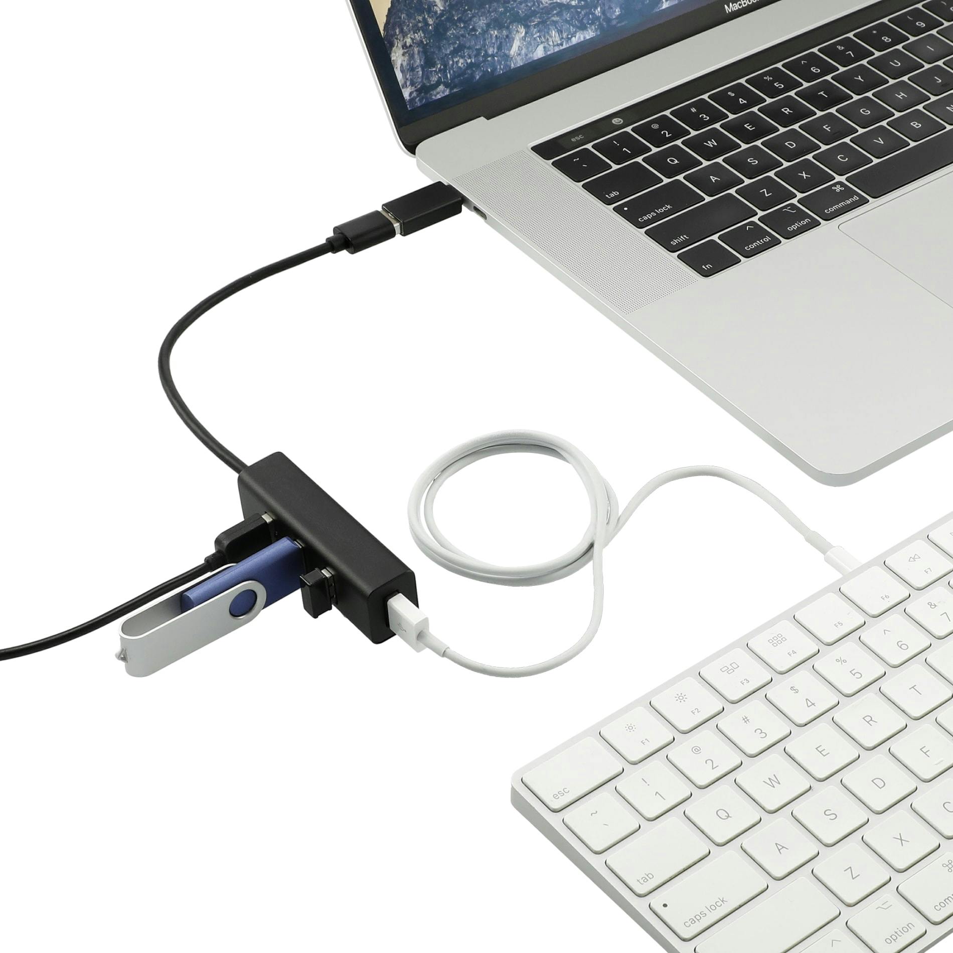Aluminum 4-Port USB 3.0 Hub with Type C Adapter - additional Image 1
