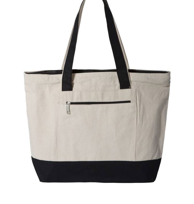Natural BAGedge 12 oz boat tote bag with black handles