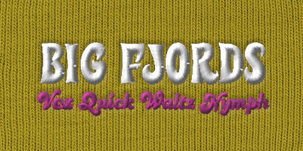 Embroidery mockup of Groovy style fonts