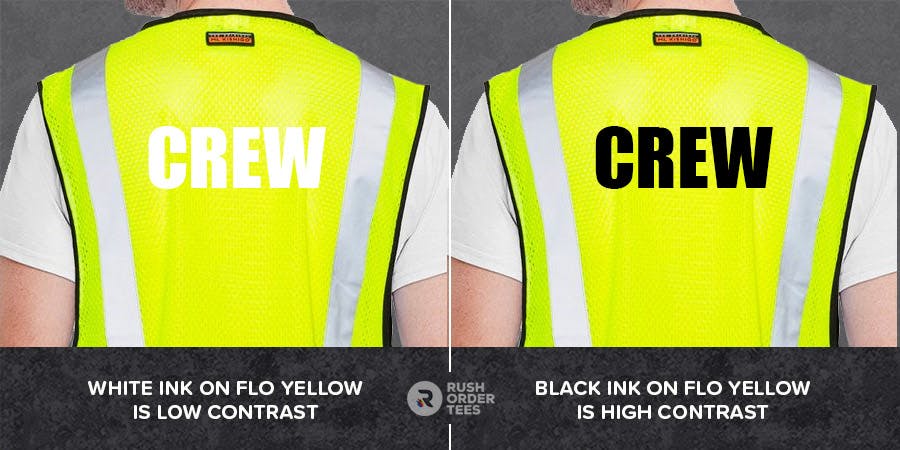Use one high-contrast color for custom safety vests