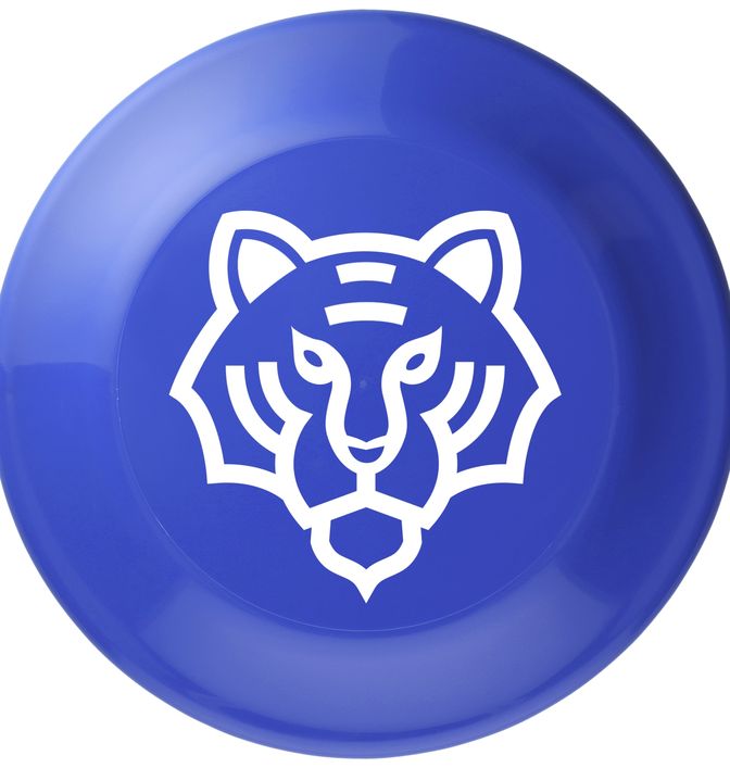 Royal blue 9 1/4 inch flying disc with white logo