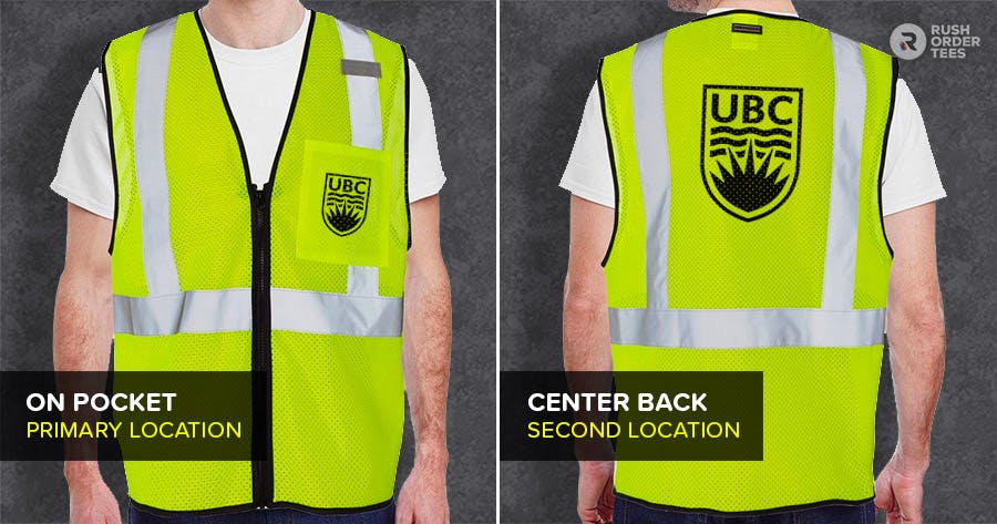 On pocket logo placement option for safety vest