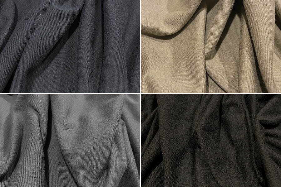 Close-ups for four T-shirts with 100% ringspun cotton.