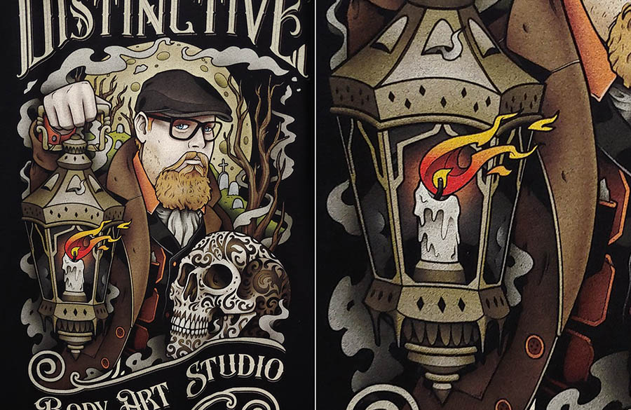 Example of the smooth and subtle color blending that can be achieved with DTG printing.