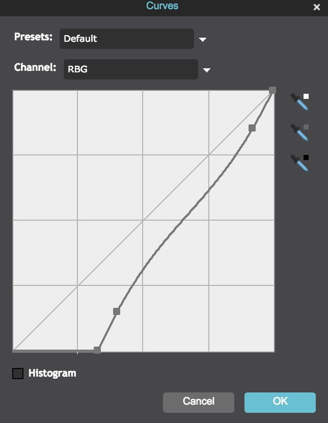 Final Curves Settings for JF Crabtree Photo