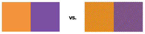Two spot colors vs halftone printing