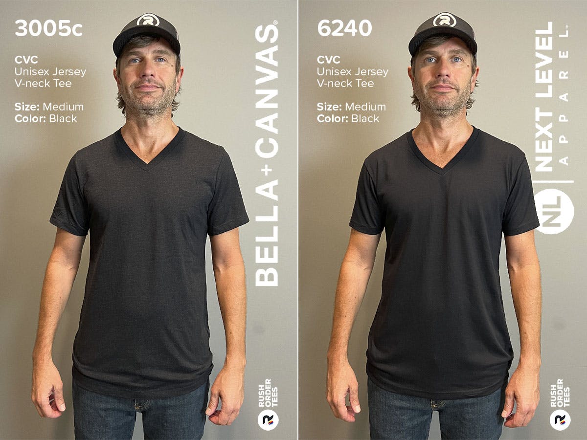 Comparing top T-shirts: the Bella+Canvas 3005c vs the Next Level 6240.