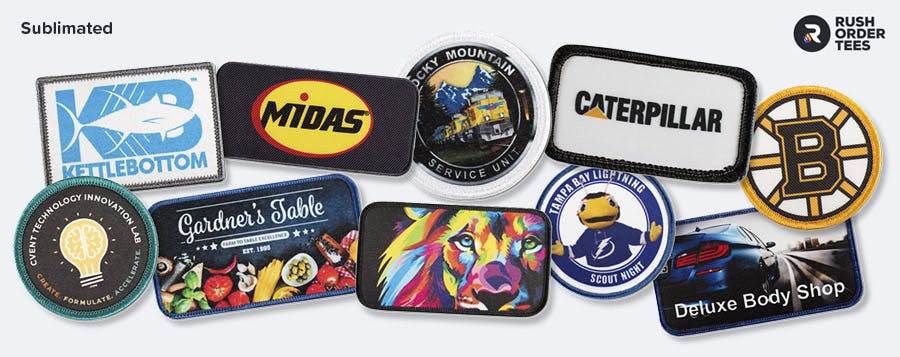 Examples of sublimated (printed) patches.
