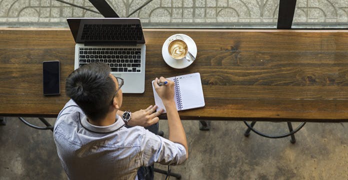 Man writing business plan