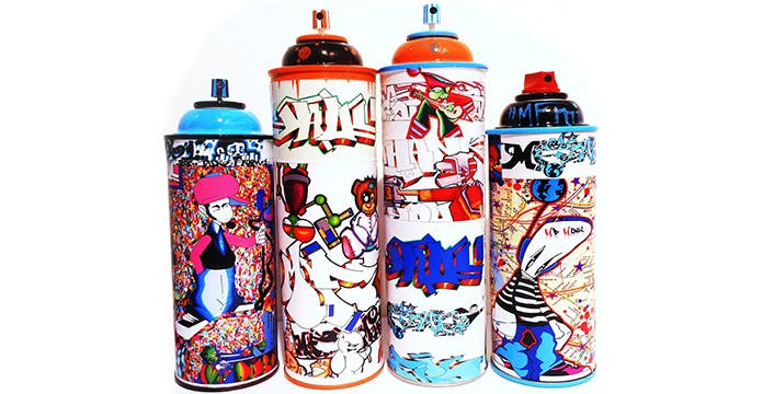 Graffiti spray paint cans