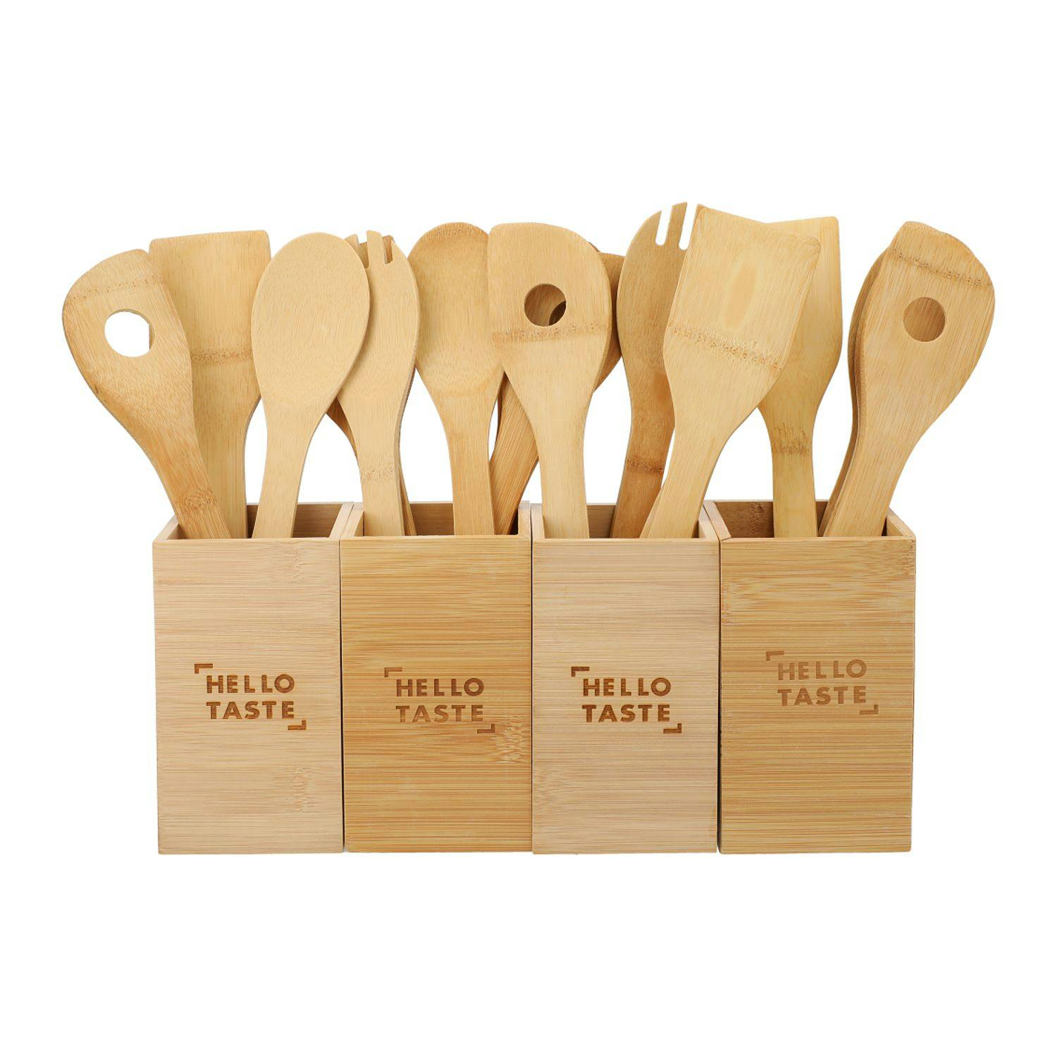 Bamboo 4-piece Kitchen Tool Set and Canister - additional Image 1