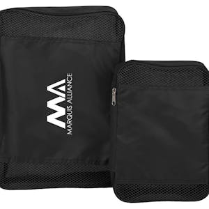 Black packing cubes 2 piece set with white logo