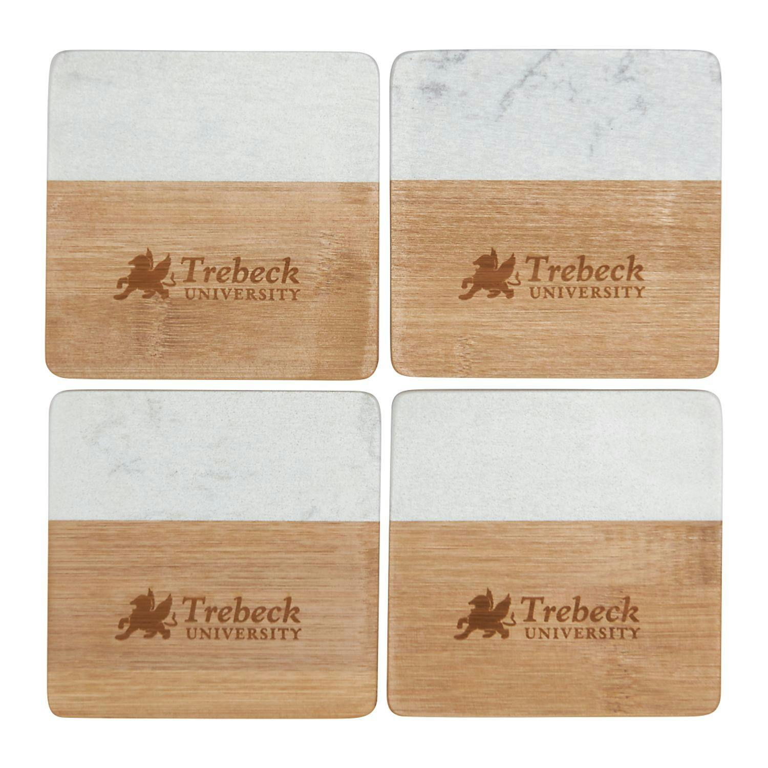 Marble and Bamboo Coaster Set - additional Image 1