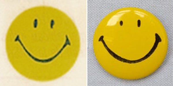 Loufrani's Smiley (left) vs. Harvey Ball's (right).