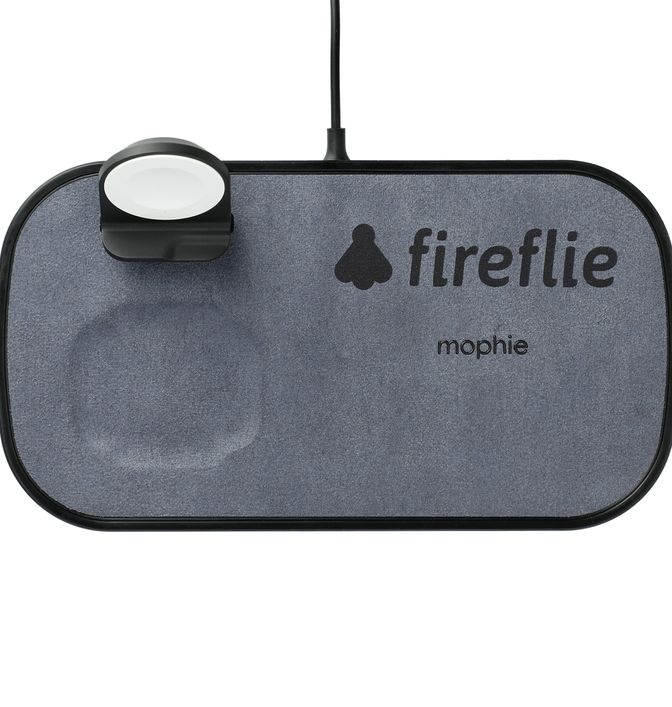 Mophie 3-in-1 fabric wirelesl charging pad with black logo