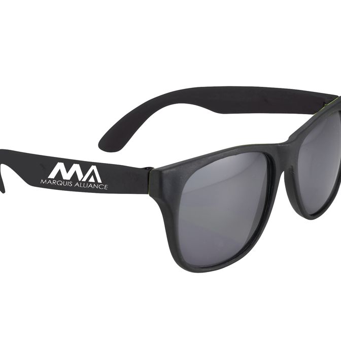 Black retro sunglasses with white logo