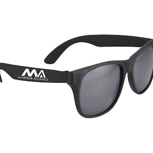 Black retro sunglasses with white logo