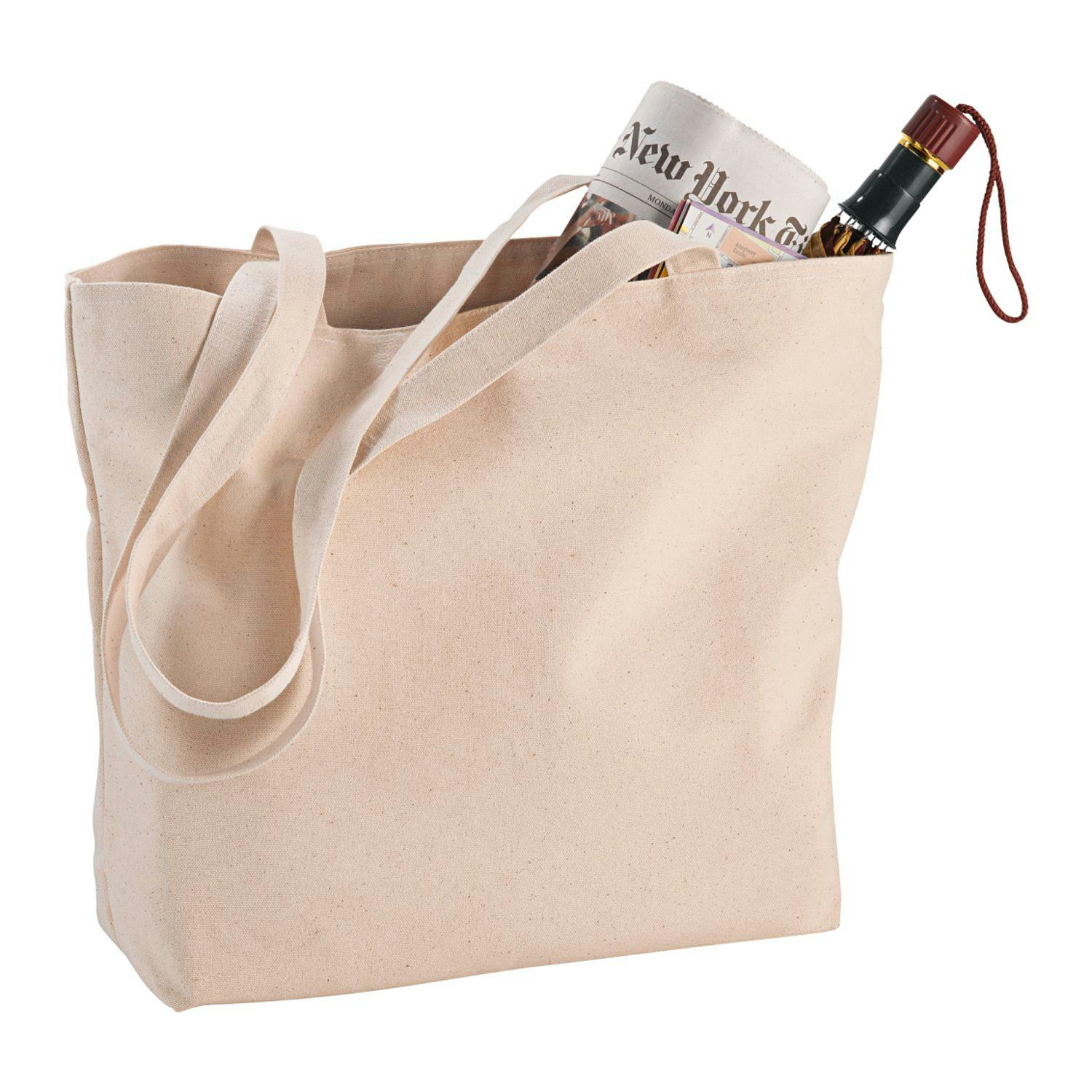 Zippered 12oz Cotton Canvas Shopper Tote - additional Image 1