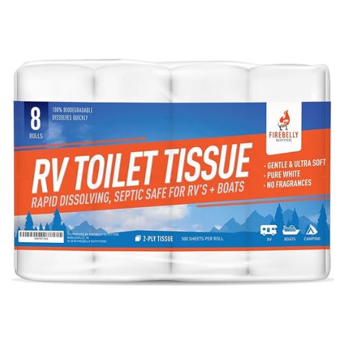 Product image for RV Toilet Paper, Septic Tank Safe (8 Rolls/500 Sheets)