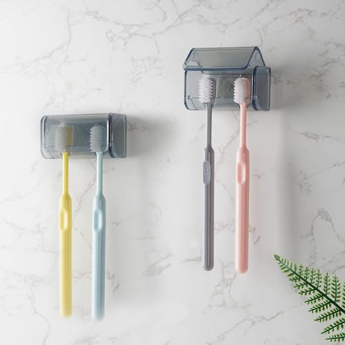 Product image for Wall Mounted 4-Toothbrush Holder (2 Pack)