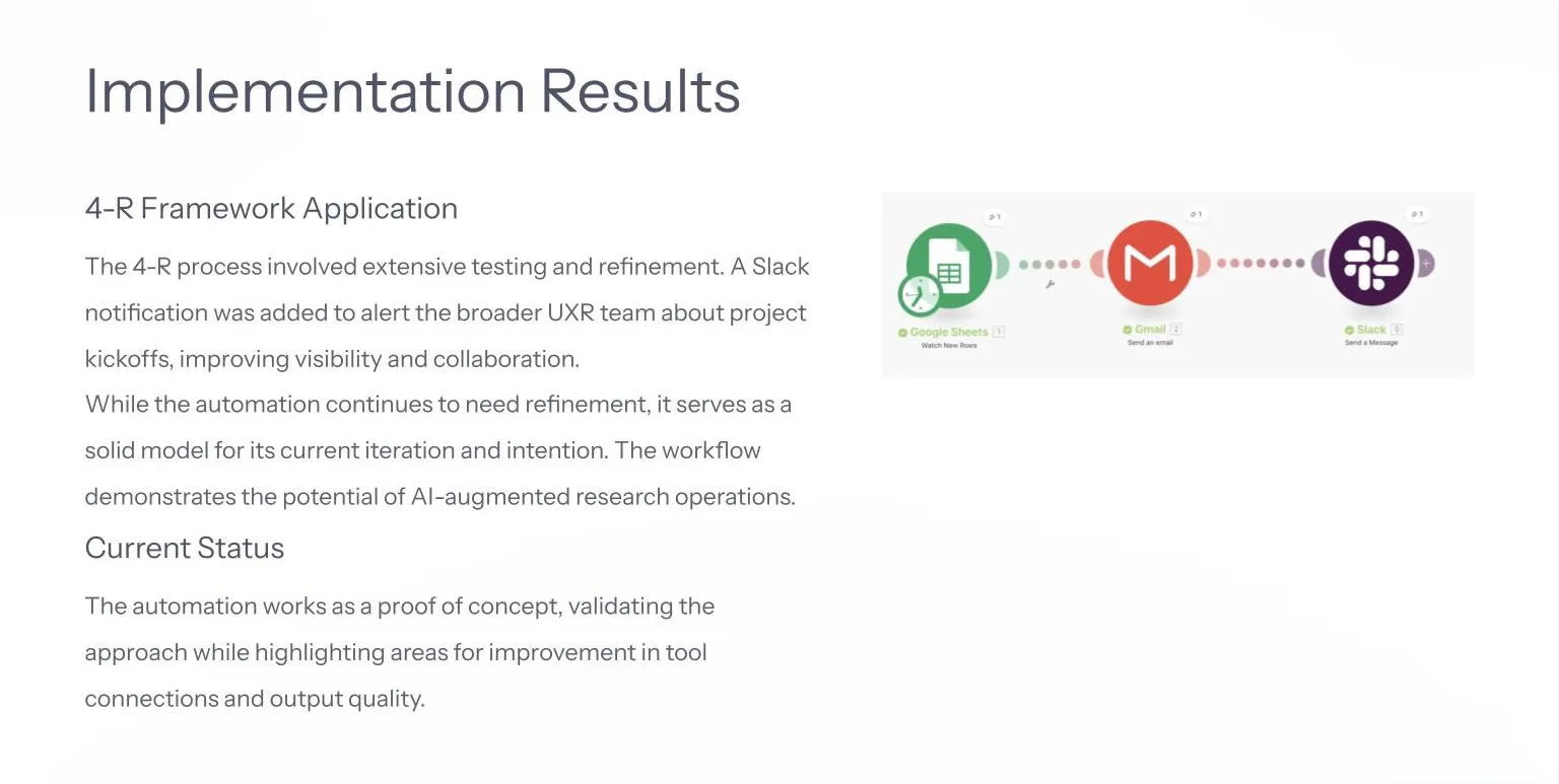 Implementation results