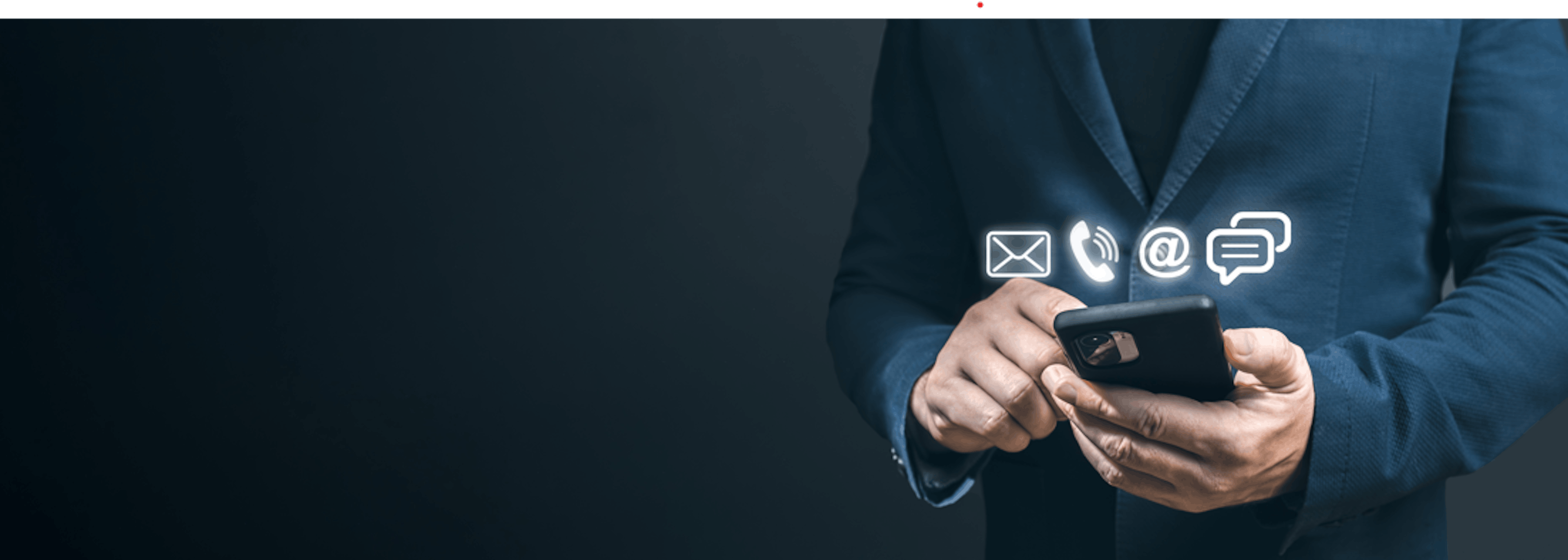 Men with phone and contact icons