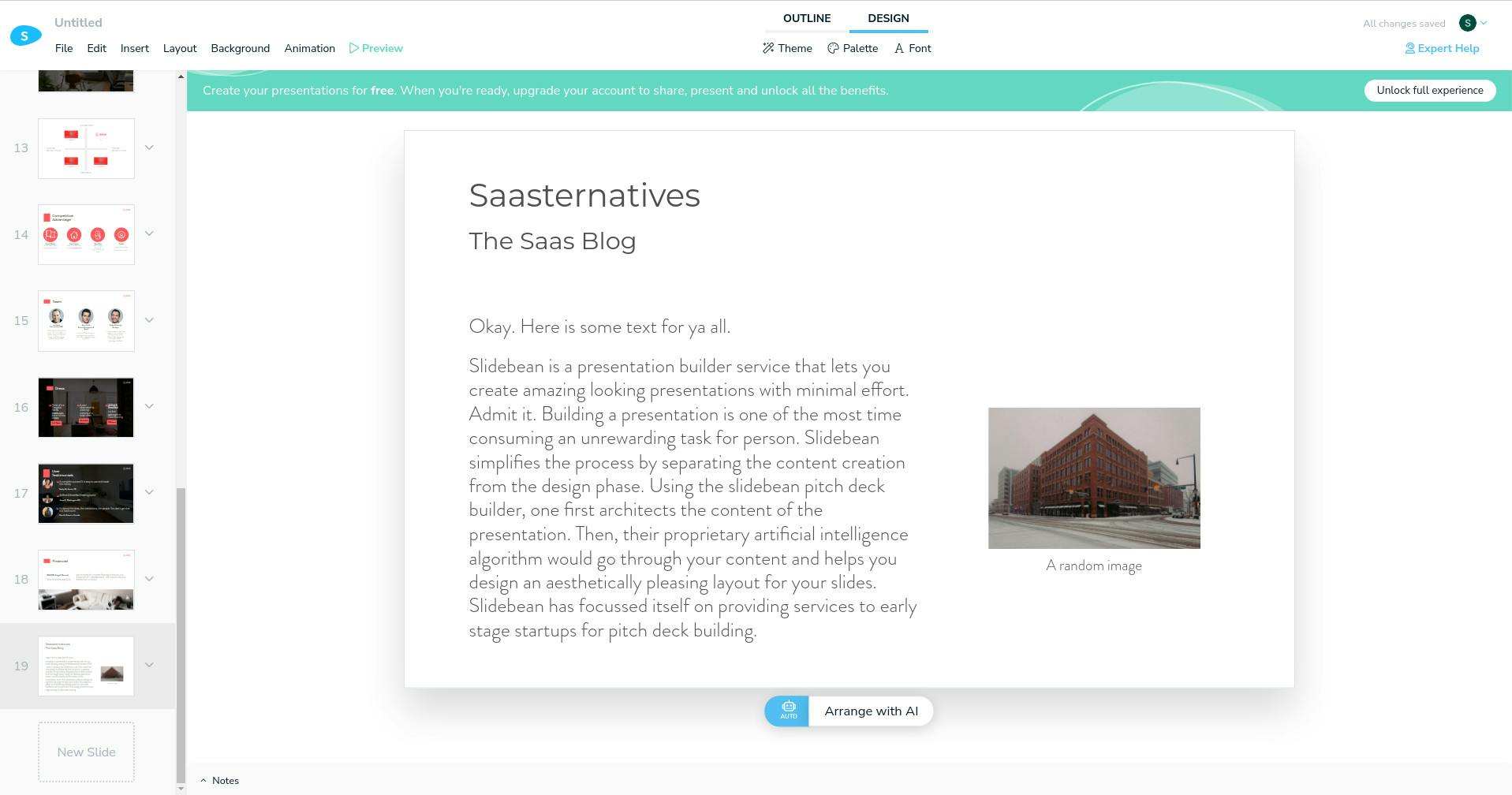 Our AI generated slide