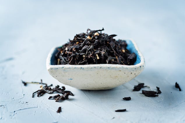 black tea leaves in a bowl