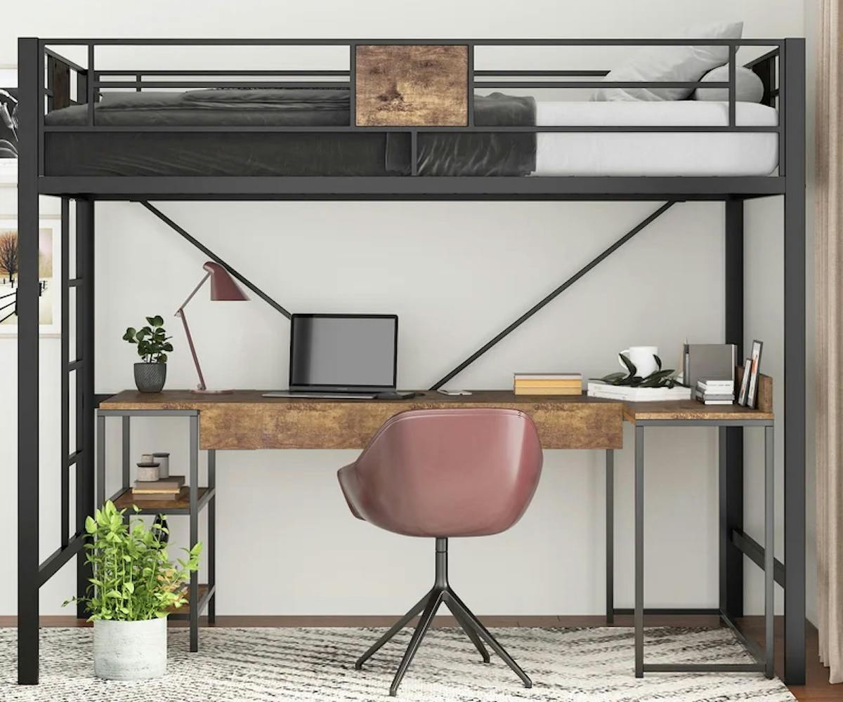 loft bed with office desk underneath