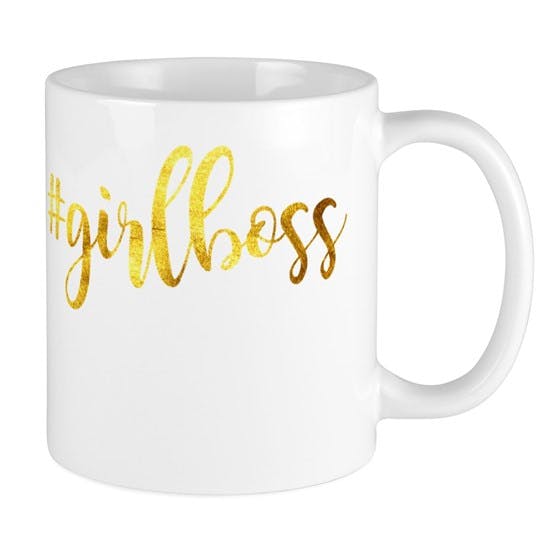 coffee mug with #girlboss written on it