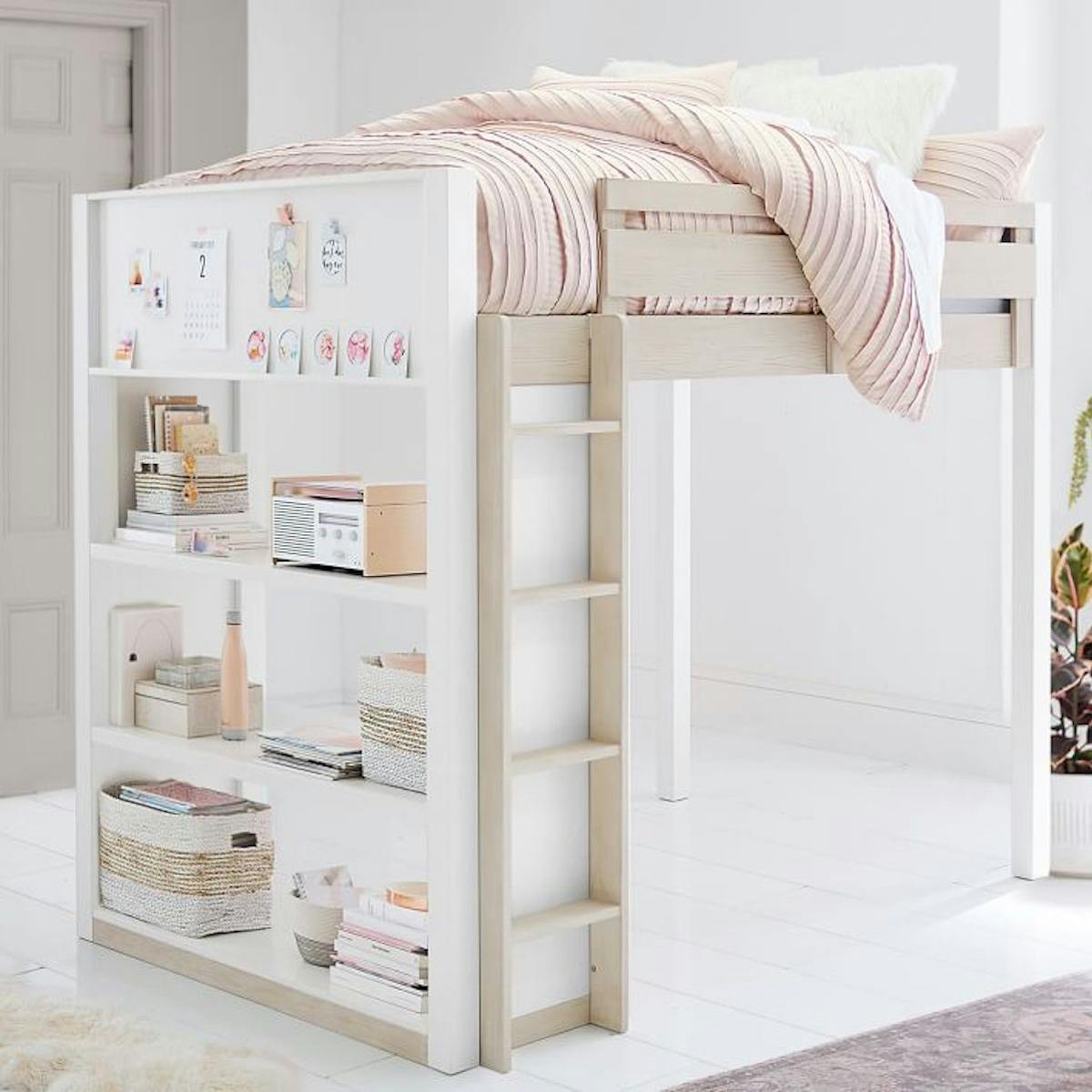 loft bed with bookshelf