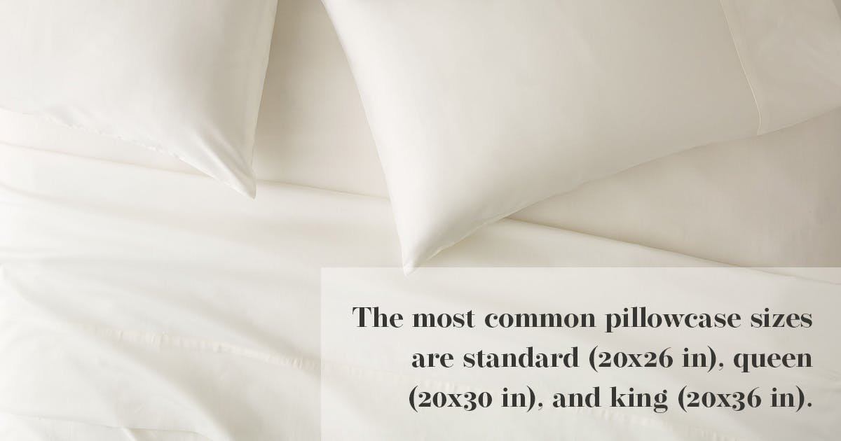 image of pillowcases listing the common pillowcase sizes