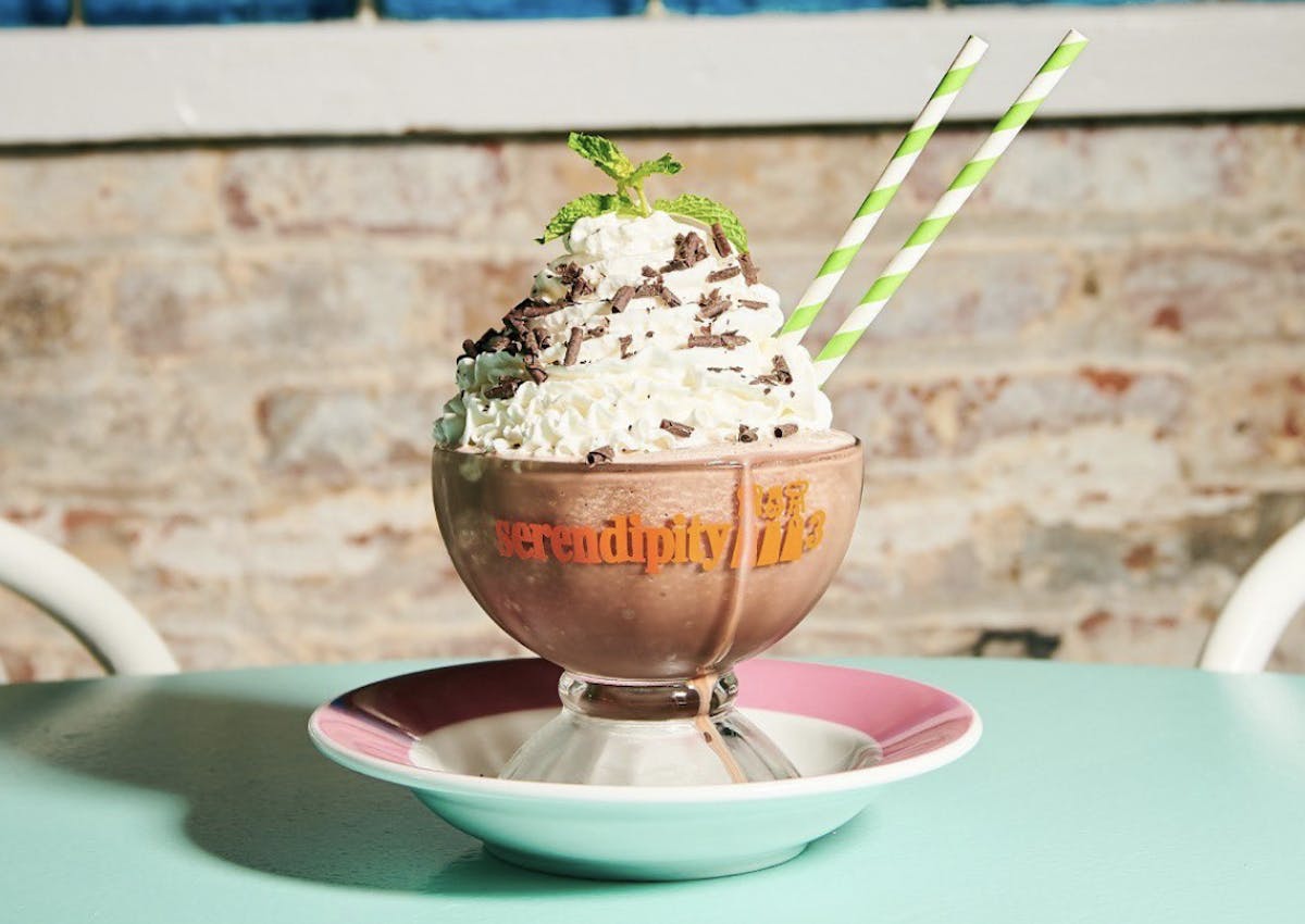 Frrrozen Hot Chocolate at serendipity 3 on the upper east side, new york city