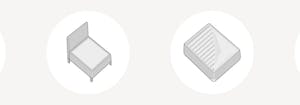 illustration of a box spring, platform bed, foundation, and adjustable base next to each other