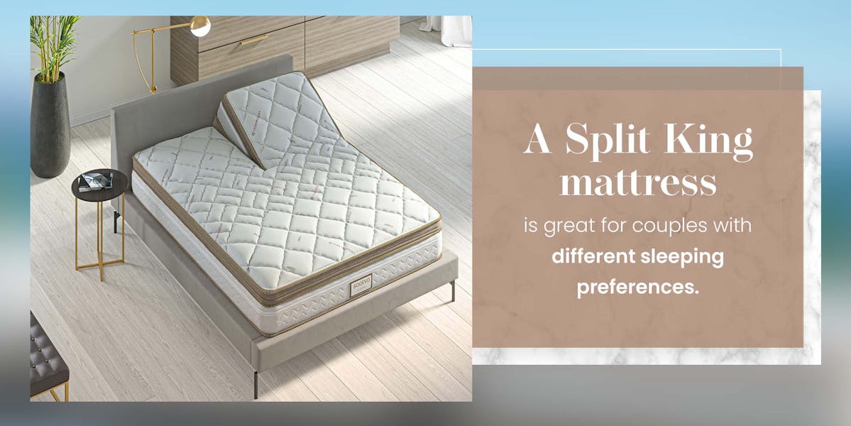 split king mattress image explaining how it's good for couples