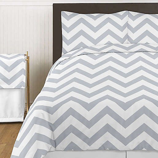 white and grey chevron comforter