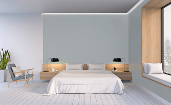 bedroom that features design principles of minimalism