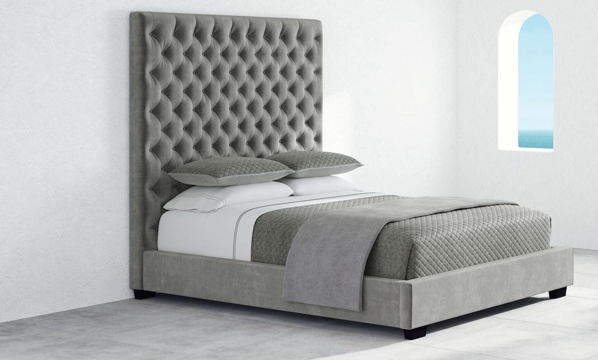 marbella diamond-tufted bed frame