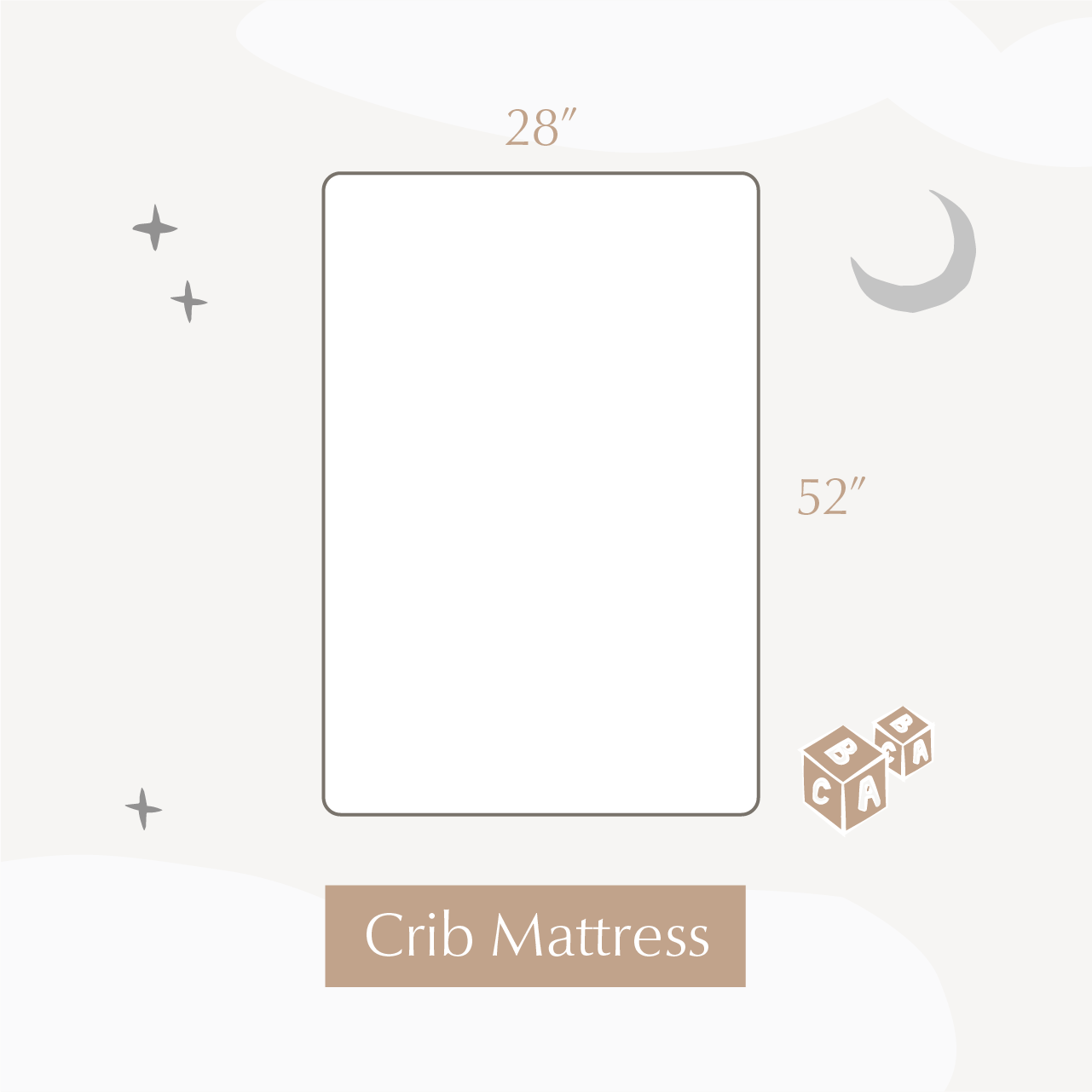 illustration of crib mattress showing the dimensions