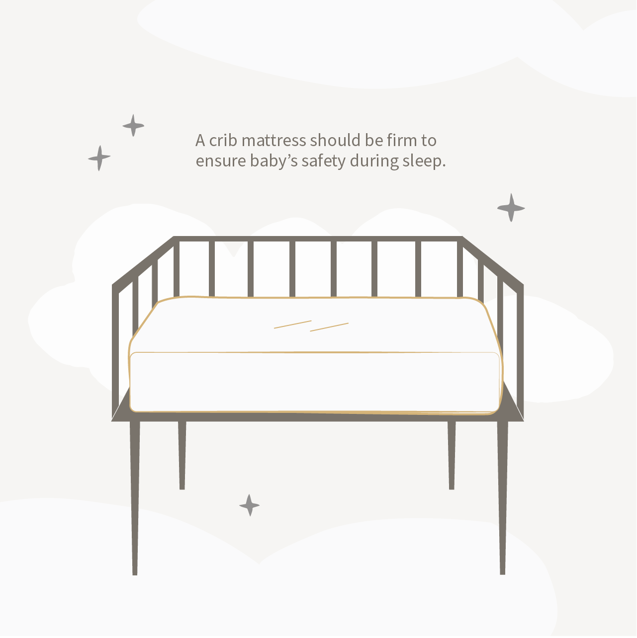 illustration of crib mattress in crib showing importance of mattress firmness