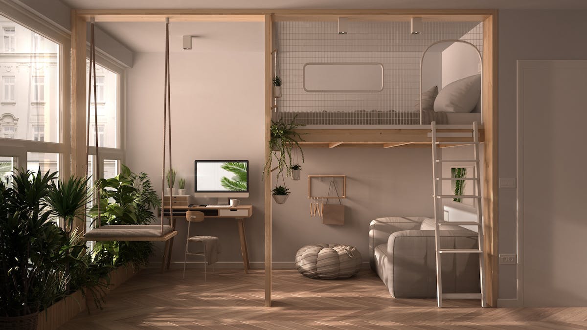 loft bed with a minimalist design