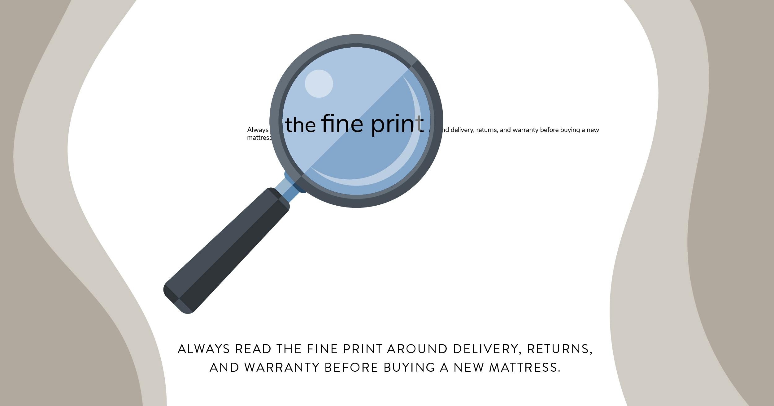 illustration showing mattress fine print policies