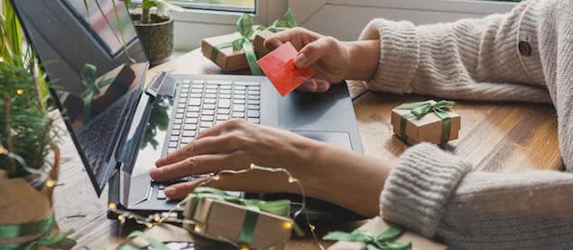 person shopping on laptop during cyber monday sales