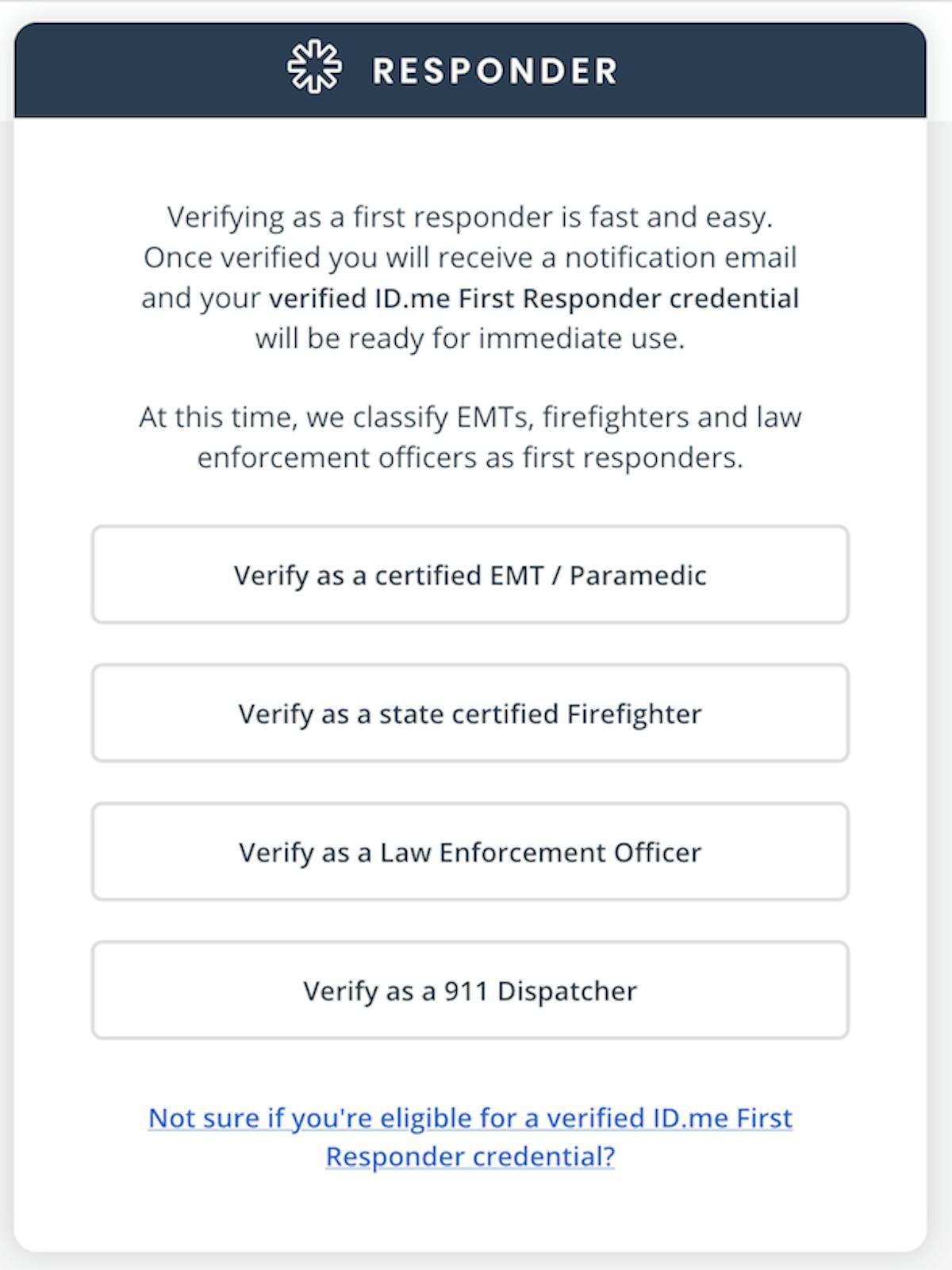 first responders discount verification information