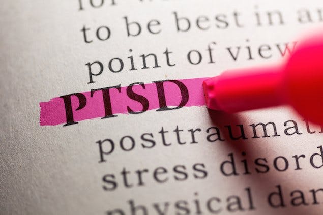 image of PTSD highlighted in dictionary