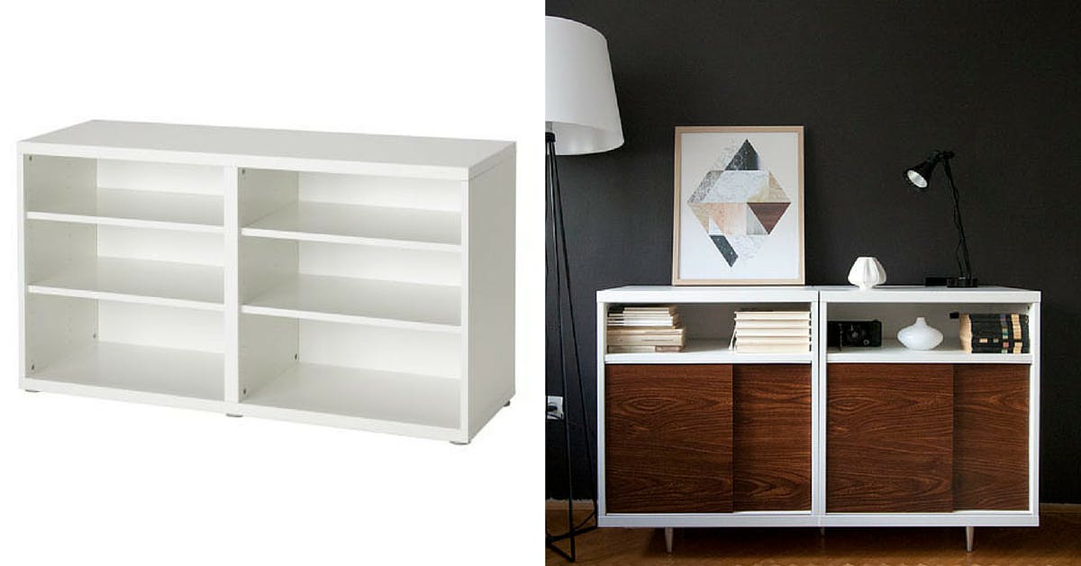 Besta Cabinet - Gold shelves Ikea modding