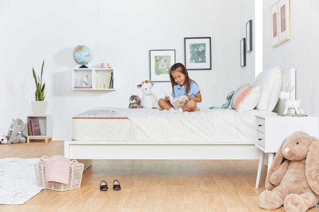 image of child in twin size mattress bedroom
