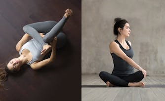 stretching before bed - image of women in yoga stretches