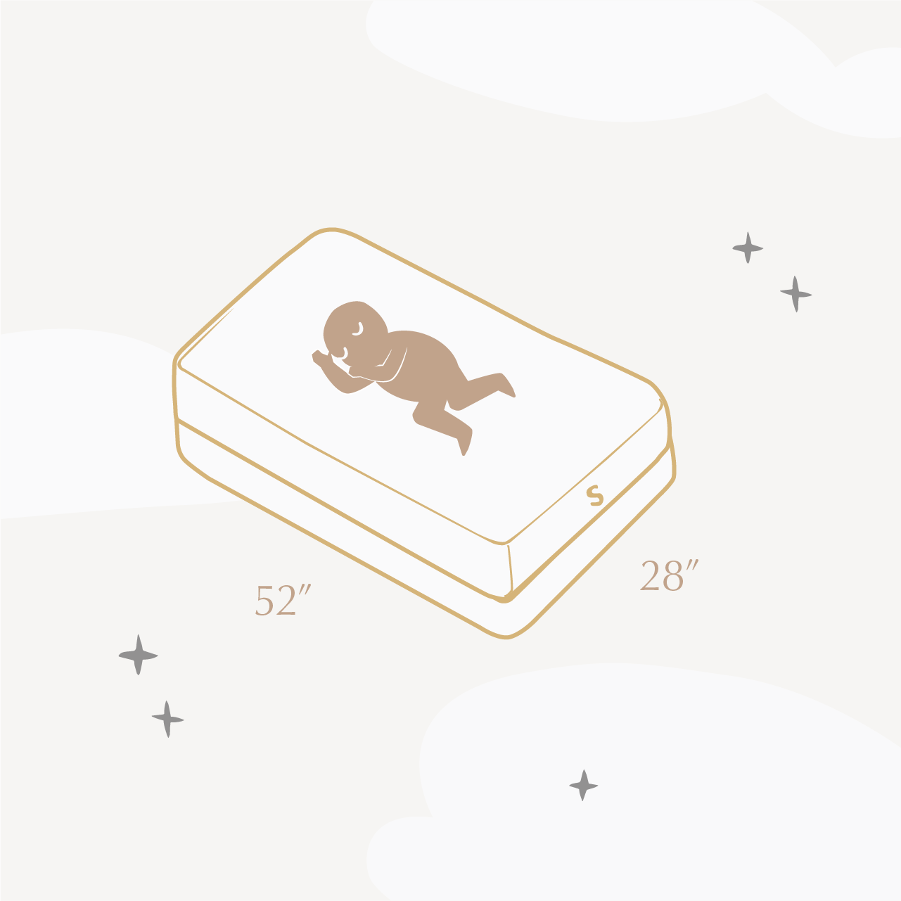illustration showing saatva crib mattress dimensions