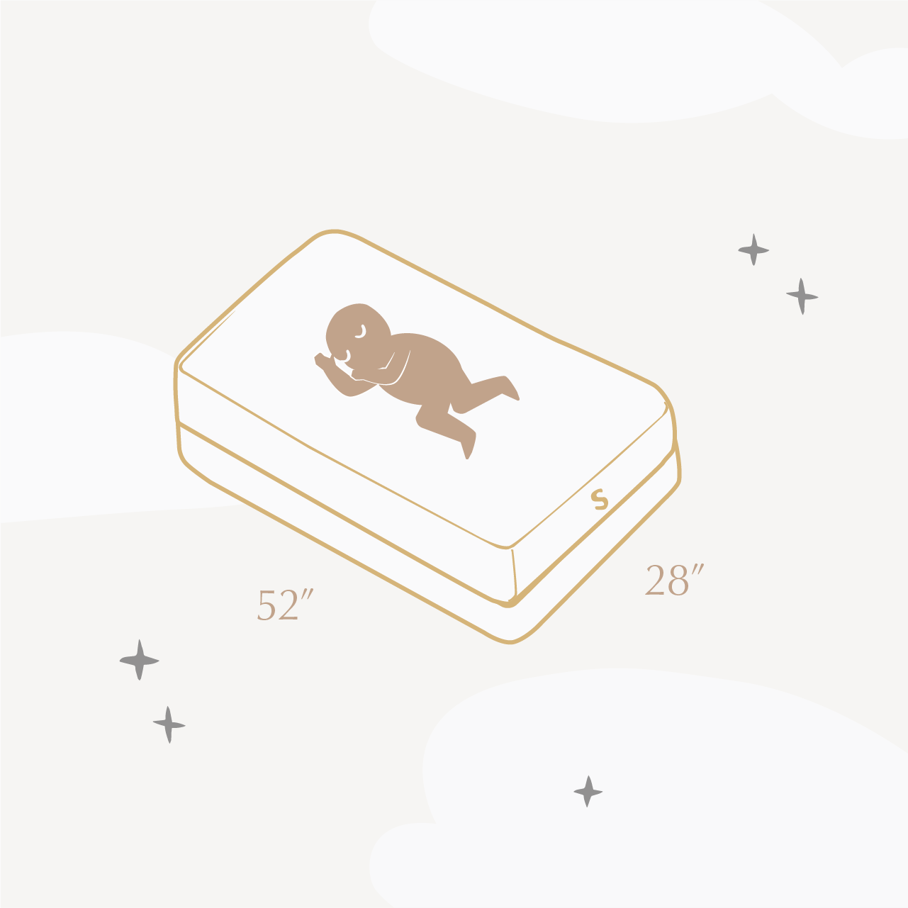 illustration showing crib mattress dimensions